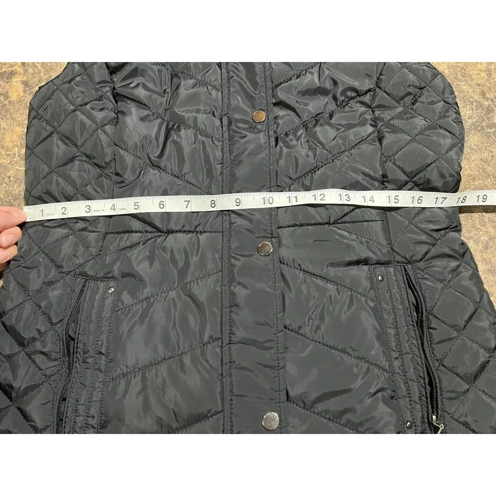Weatherproof Womens Black Quilted Puffer Vest Longline Snap Front Small S/CH - Picture 4 of 9